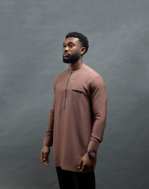 Mocha Kaftan with Indigo Details