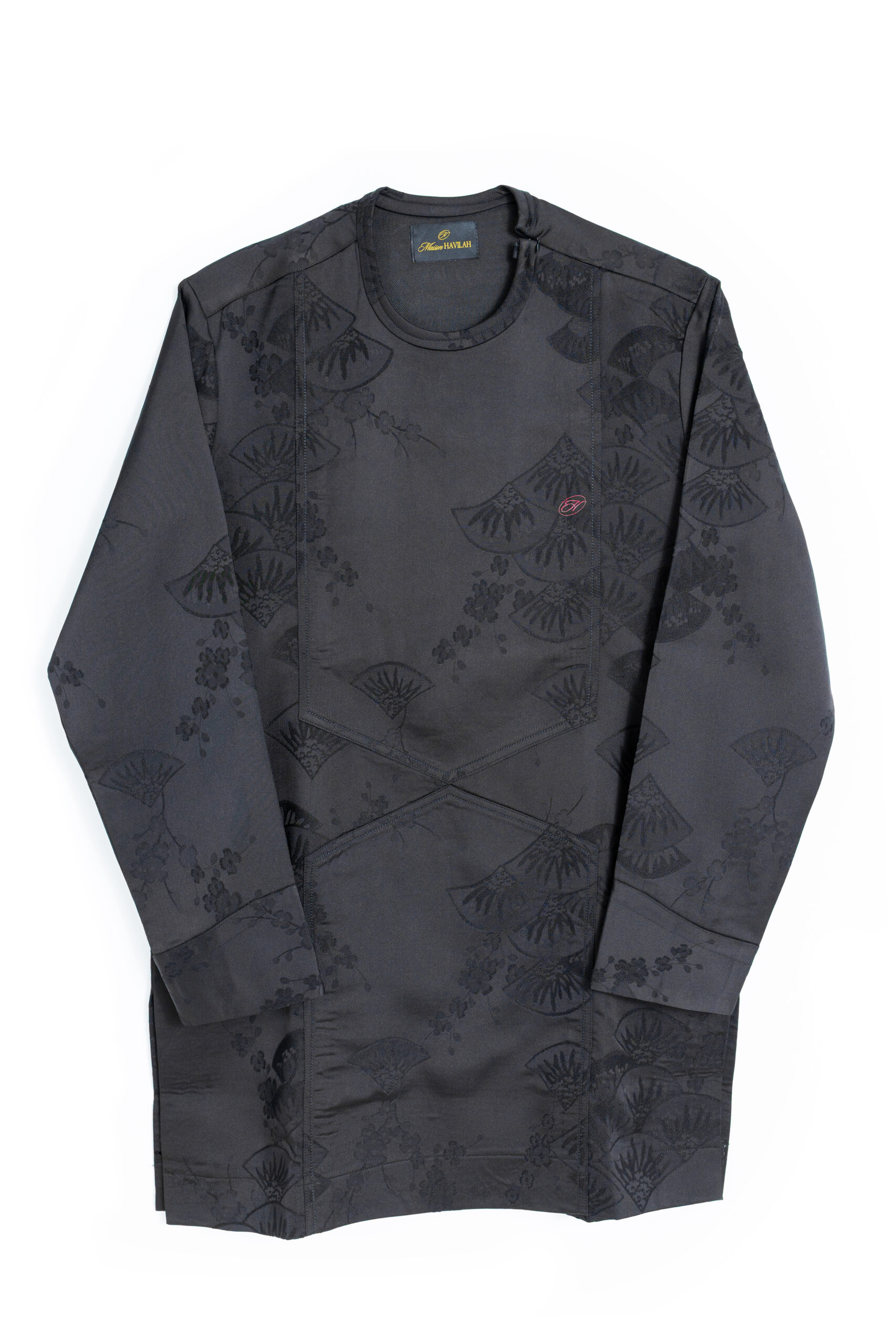 textured-black-kaftan-with-fan-motifs