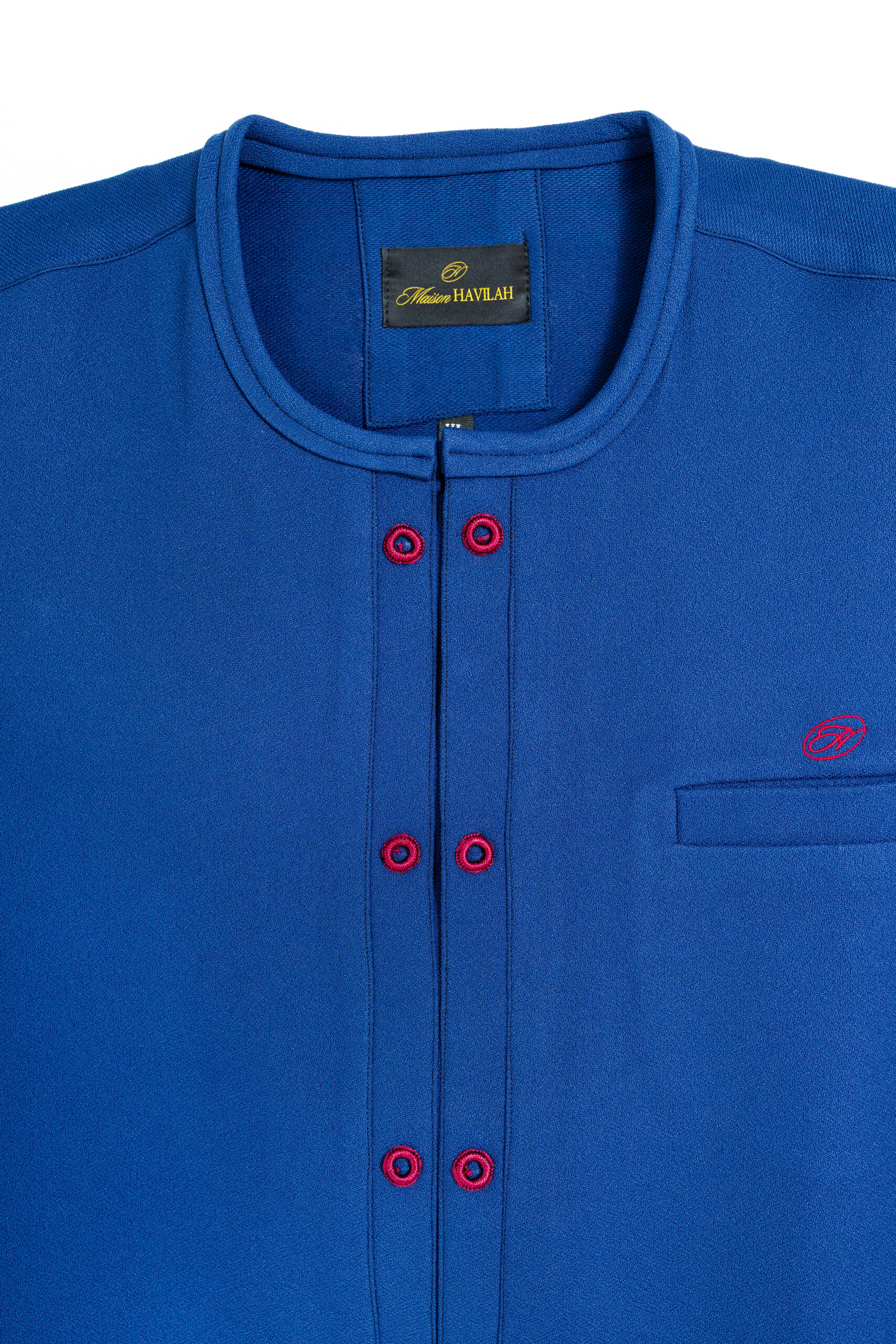 Bright Blue Kaftan with Contrasting Buttons