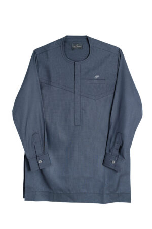 Textured Blue 2-Piece Set with Embroidery and Symmetrical Details