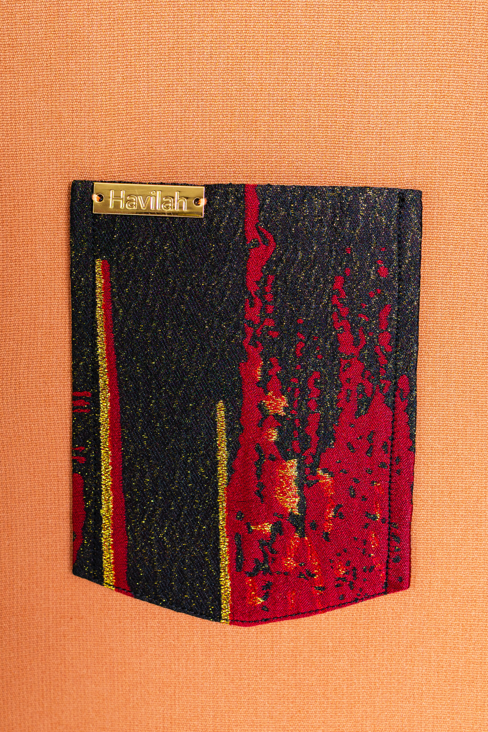 Mandarin Kaftan with Artistic Details and Contrasting Pocket