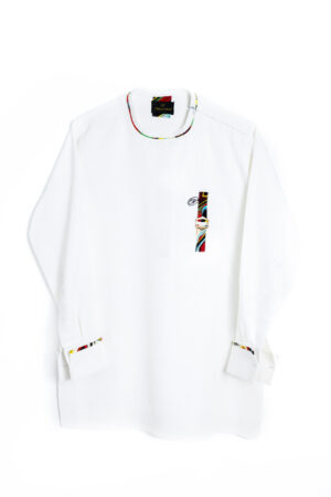 White Kaftan with Colorful Afro Patterns
