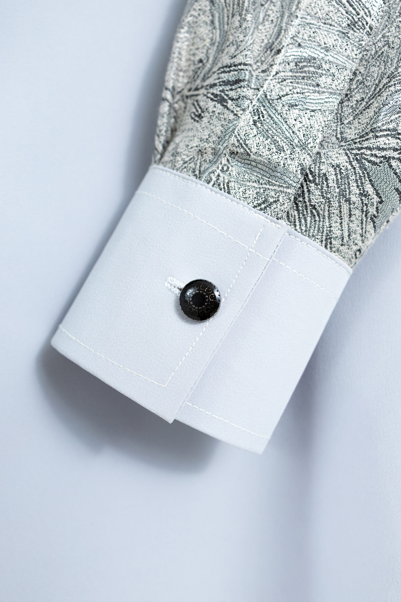 Two-Tone Sky Blue Kaftan with Foliage Print