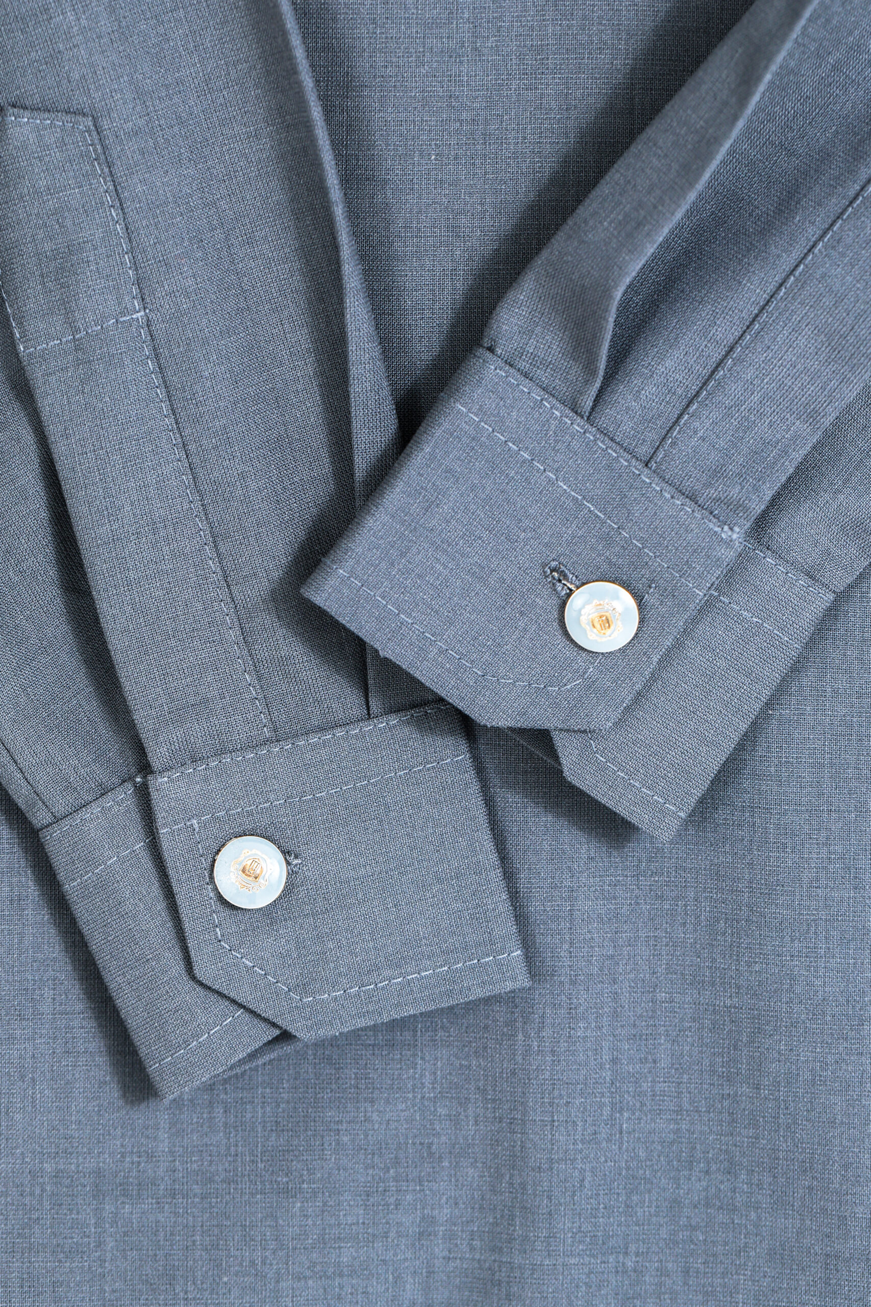 Storm Blue Kaftan with Satin-Finish Geometric Detailing