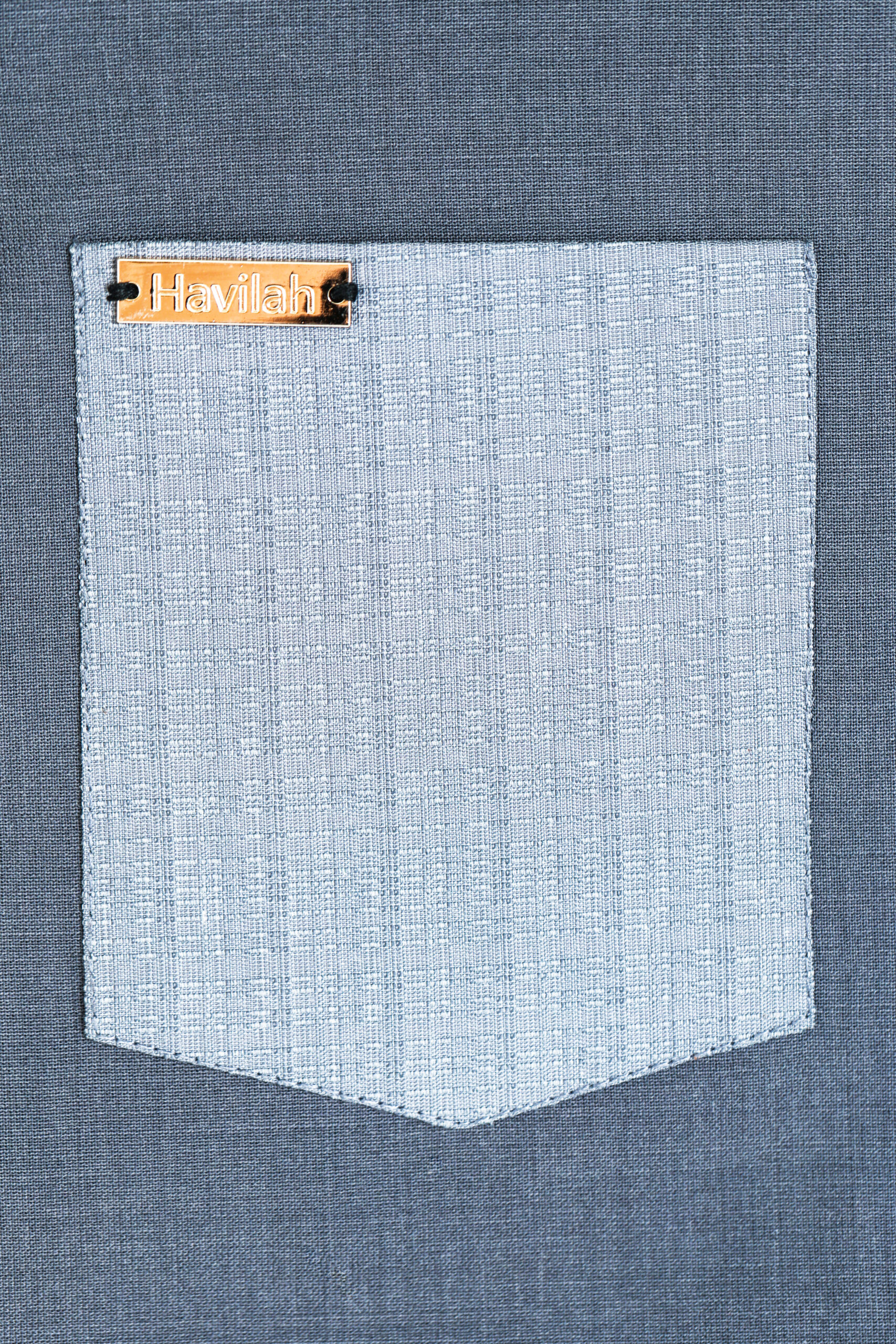 Storm Blue Kaftan with Satin-Finish Geometric Detailing