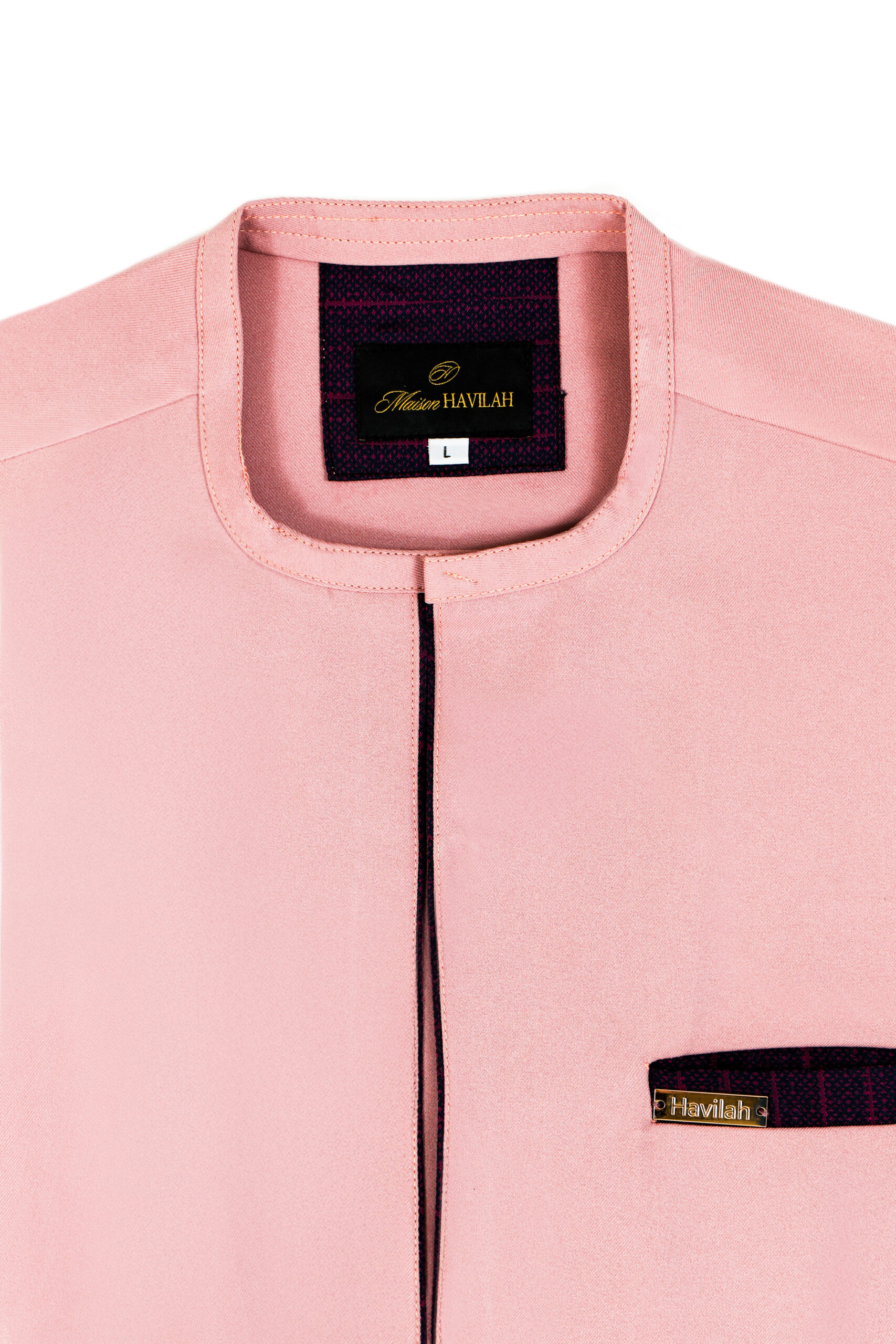 Light Red Kaftan with Indigo Details