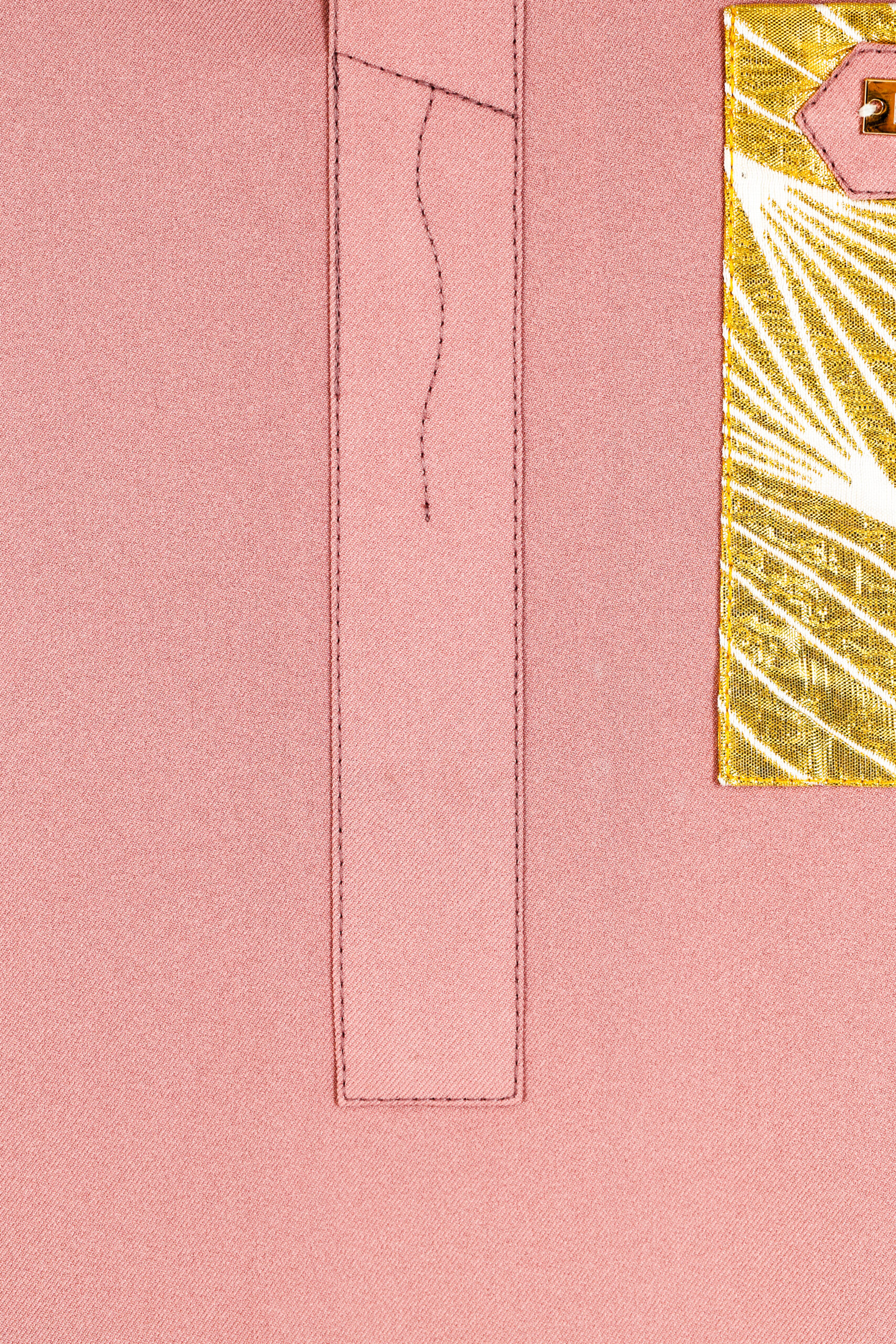 Terracotta Pastel Red Kaftan with Floral Gold Pocket