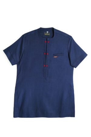 Dark Blue Kaftan with Contrasting Buttons