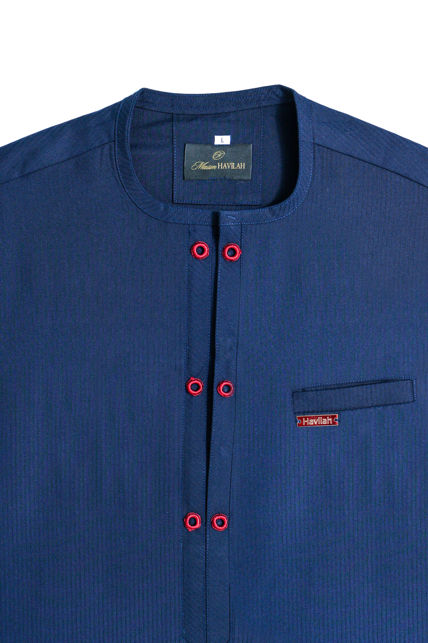 Dark Blue Kaftan with Contrasting Buttons