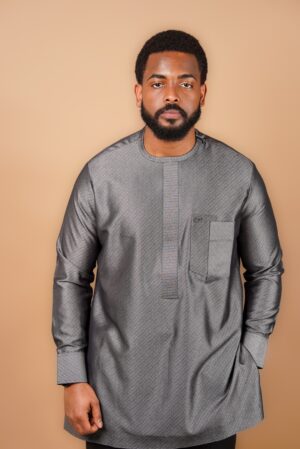 Silver Grey Long-Sleeved Kaftan