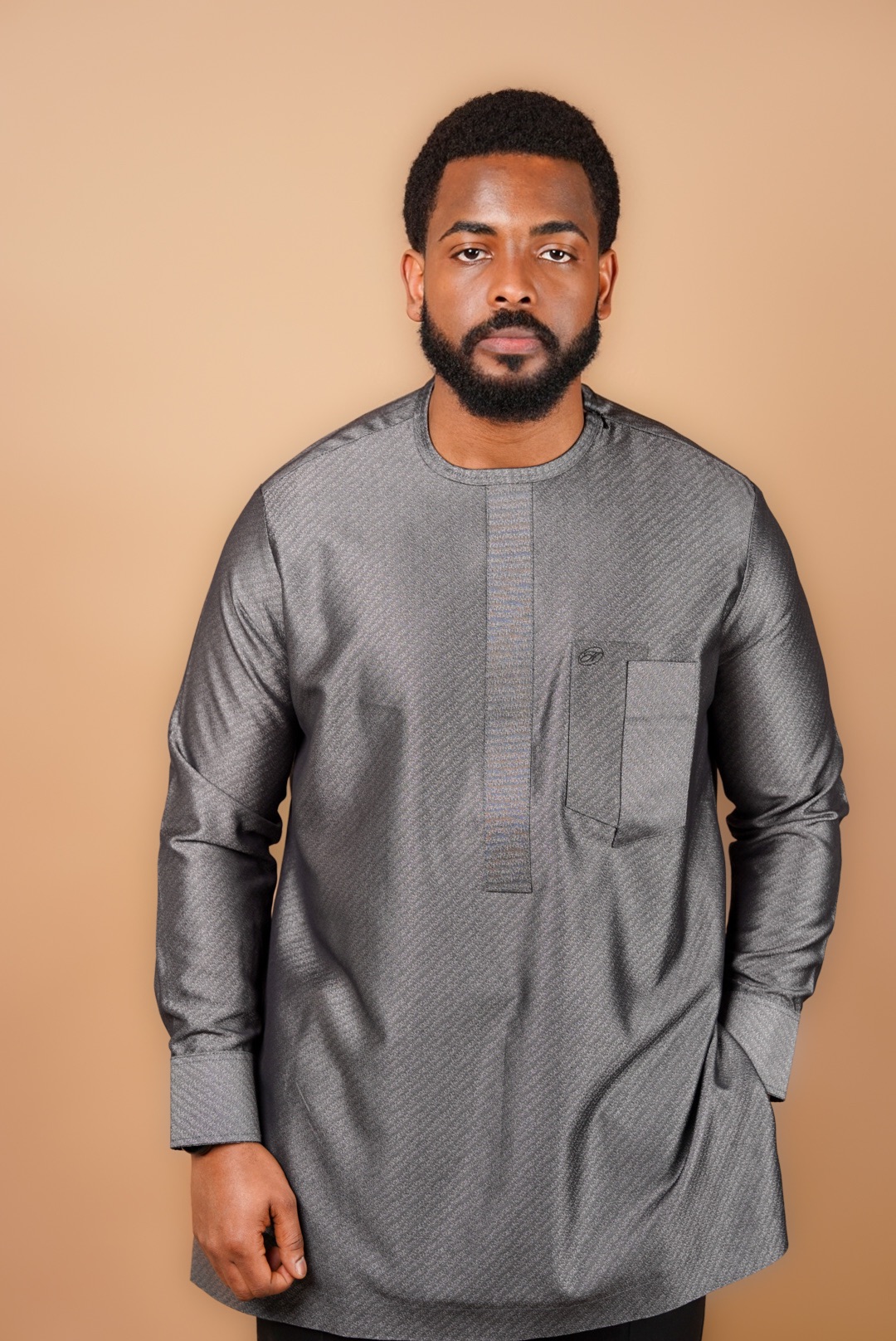 Silver Grey Long-Sleeved Kaftan